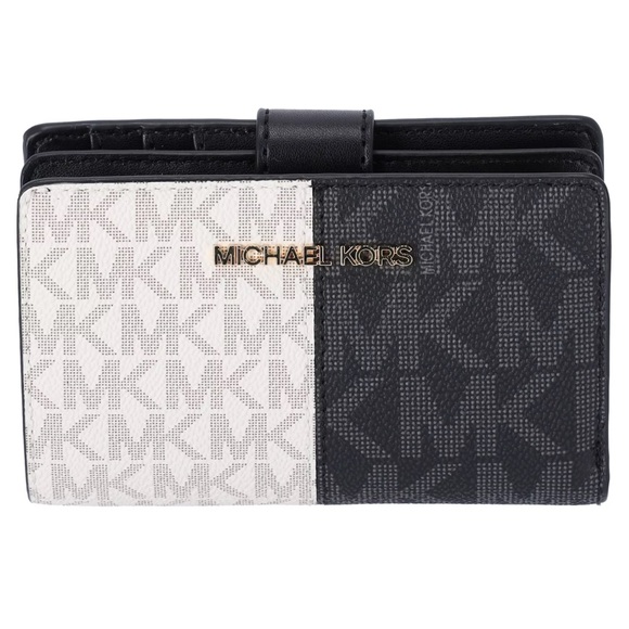 Michael Kors Jet Set Travel Medium Bifold Zip Coin ID Card Wallet Black Multi - Picture 1 of 7